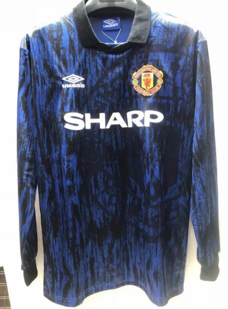 1992-93 Manchester United Retro Long Sleeve Away Kit Soccer Jersey